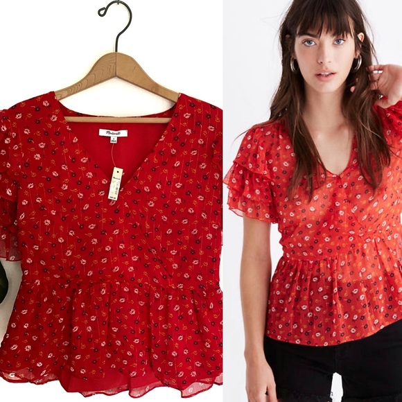 madewell tiered sleeve peplum top